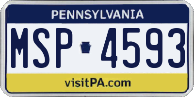 PA license plate MSP4593