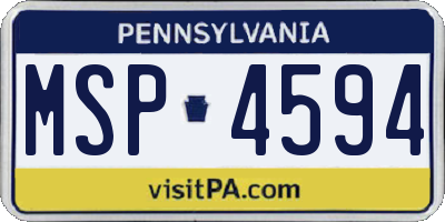 PA license plate MSP4594