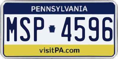 PA license plate MSP4596