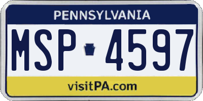 PA license plate MSP4597