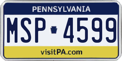 PA license plate MSP4599