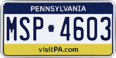PA license plate MSP4603