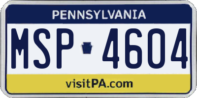 PA license plate MSP4604