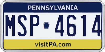 PA license plate MSP4614