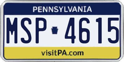 PA license plate MSP4615