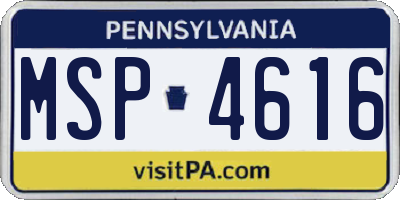 PA license plate MSP4616