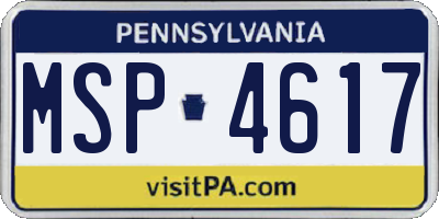 PA license plate MSP4617