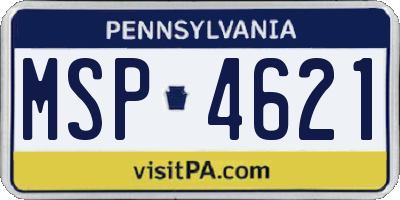 PA license plate MSP4621