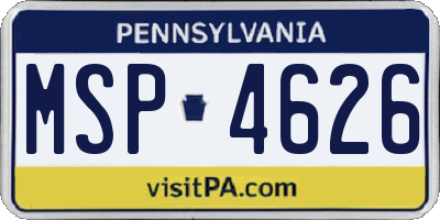 PA license plate MSP4626