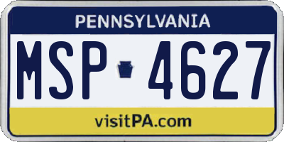 PA license plate MSP4627