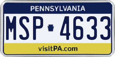 PA license plate MSP4633