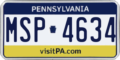 PA license plate MSP4634
