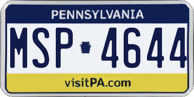 PA license plate MSP4644