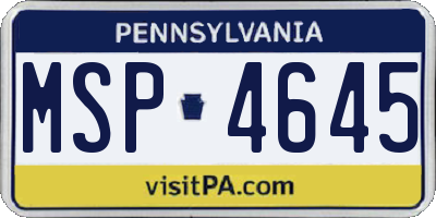 PA license plate MSP4645