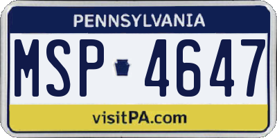 PA license plate MSP4647