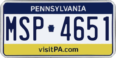 PA license plate MSP4651
