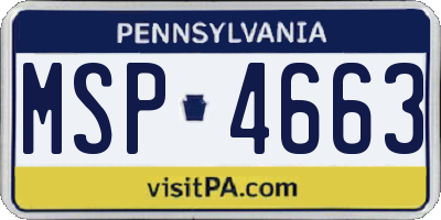 PA license plate MSP4663
