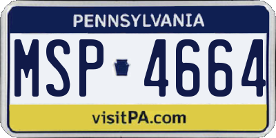 PA license plate MSP4664