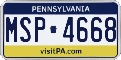 PA license plate MSP4668
