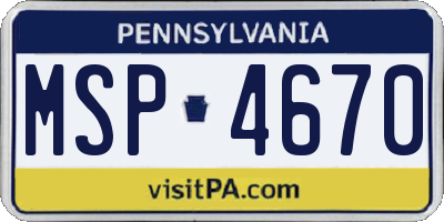 PA license plate MSP4670