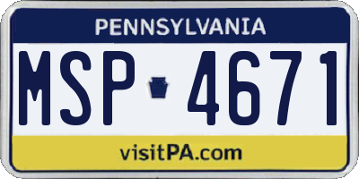 PA license plate MSP4671