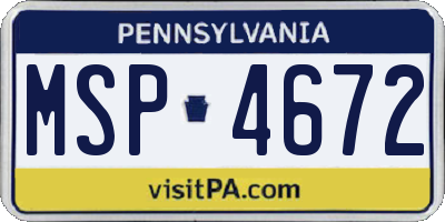 PA license plate MSP4672