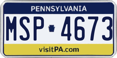 PA license plate MSP4673