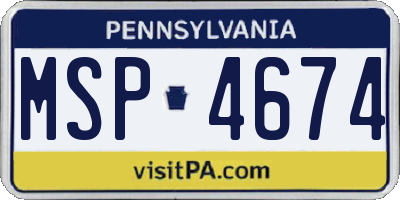 PA license plate MSP4674
