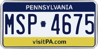 PA license plate MSP4675