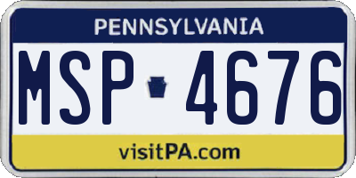 PA license plate MSP4676