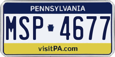 PA license plate MSP4677