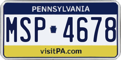 PA license plate MSP4678