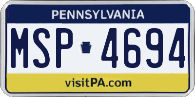 PA license plate MSP4694