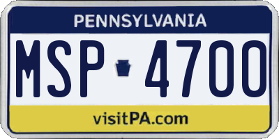 PA license plate MSP4700