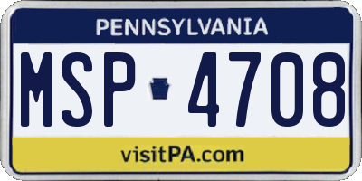 PA license plate MSP4708