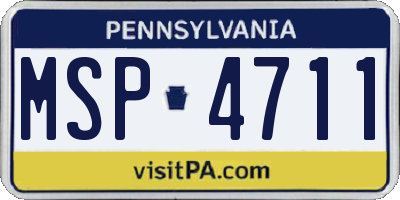 PA license plate MSP4711