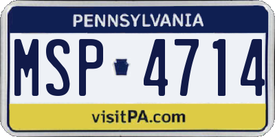 PA license plate MSP4714