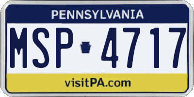PA license plate MSP4717