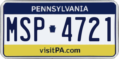 PA license plate MSP4721