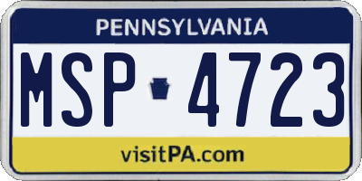 PA license plate MSP4723