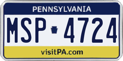 PA license plate MSP4724