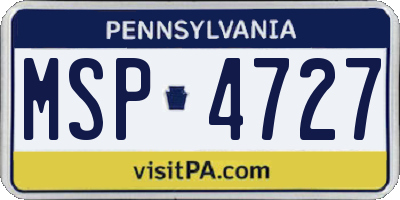 PA license plate MSP4727