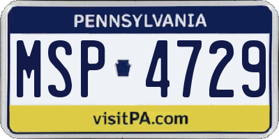 PA license plate MSP4729