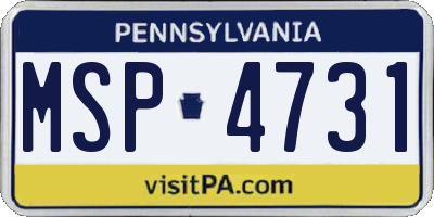 PA license plate MSP4731