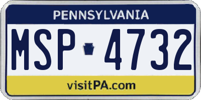 PA license plate MSP4732