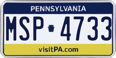 PA license plate MSP4733