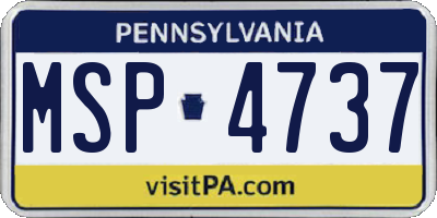 PA license plate MSP4737