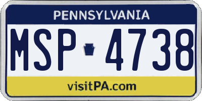 PA license plate MSP4738