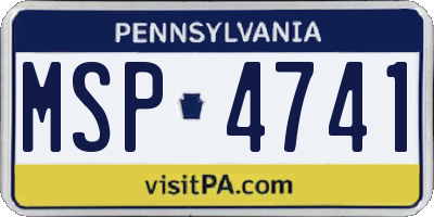 PA license plate MSP4741
