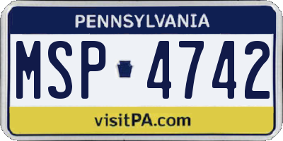 PA license plate MSP4742